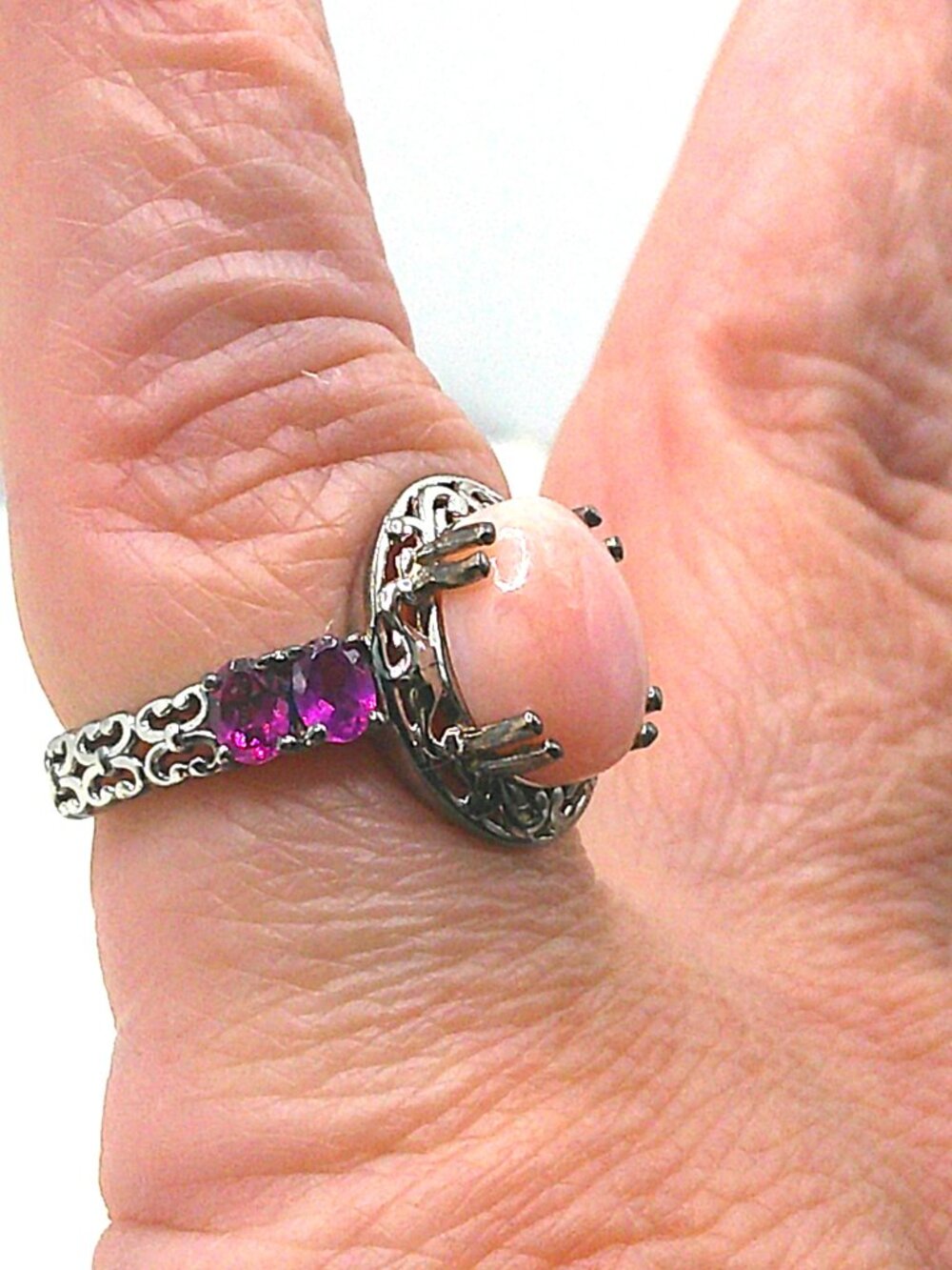 Peruvian Pink Opal Ring sz 6.75 - Picture 4 of 7